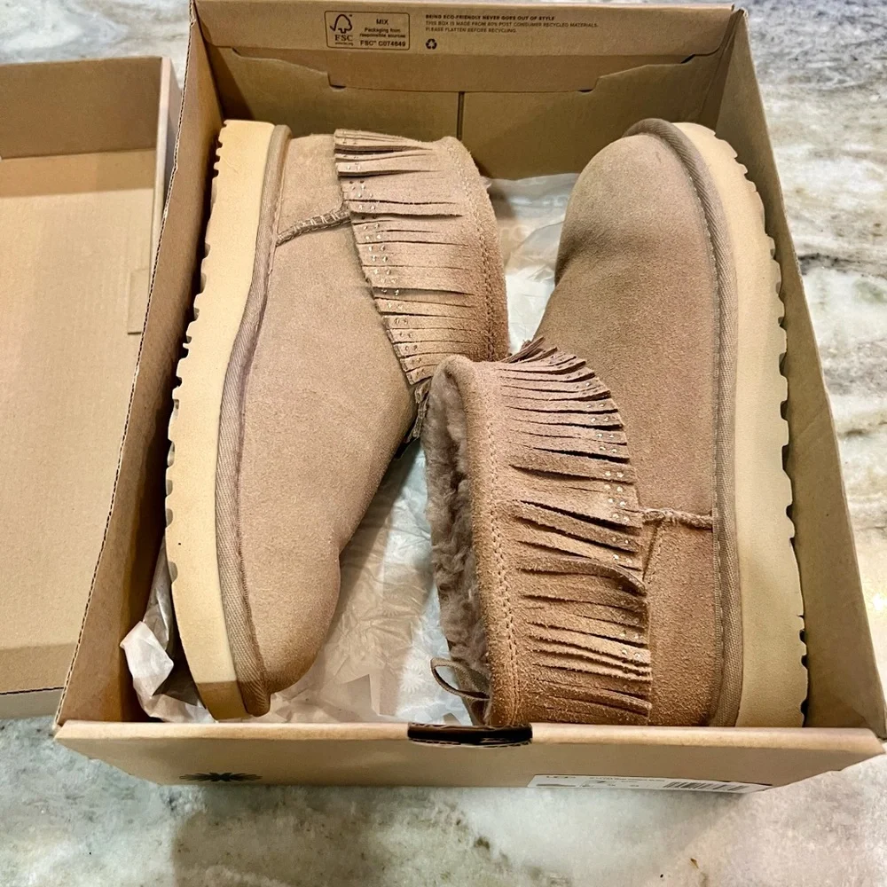 UGG Classic Ultra Mini with decorative trim around the top. - Picture 14 of 14